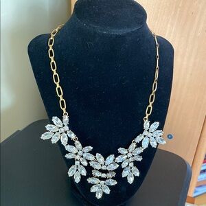 J.Crew Elegant Goldtone Rhinestone Floral Necklace